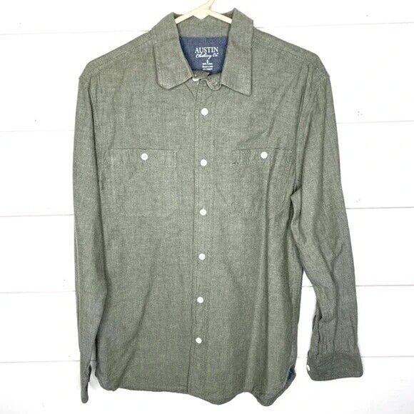 Austin Clothing Shirt Mens Small Green Button Up Long Sleeve Collared Cotton - Picture 1 of 6
